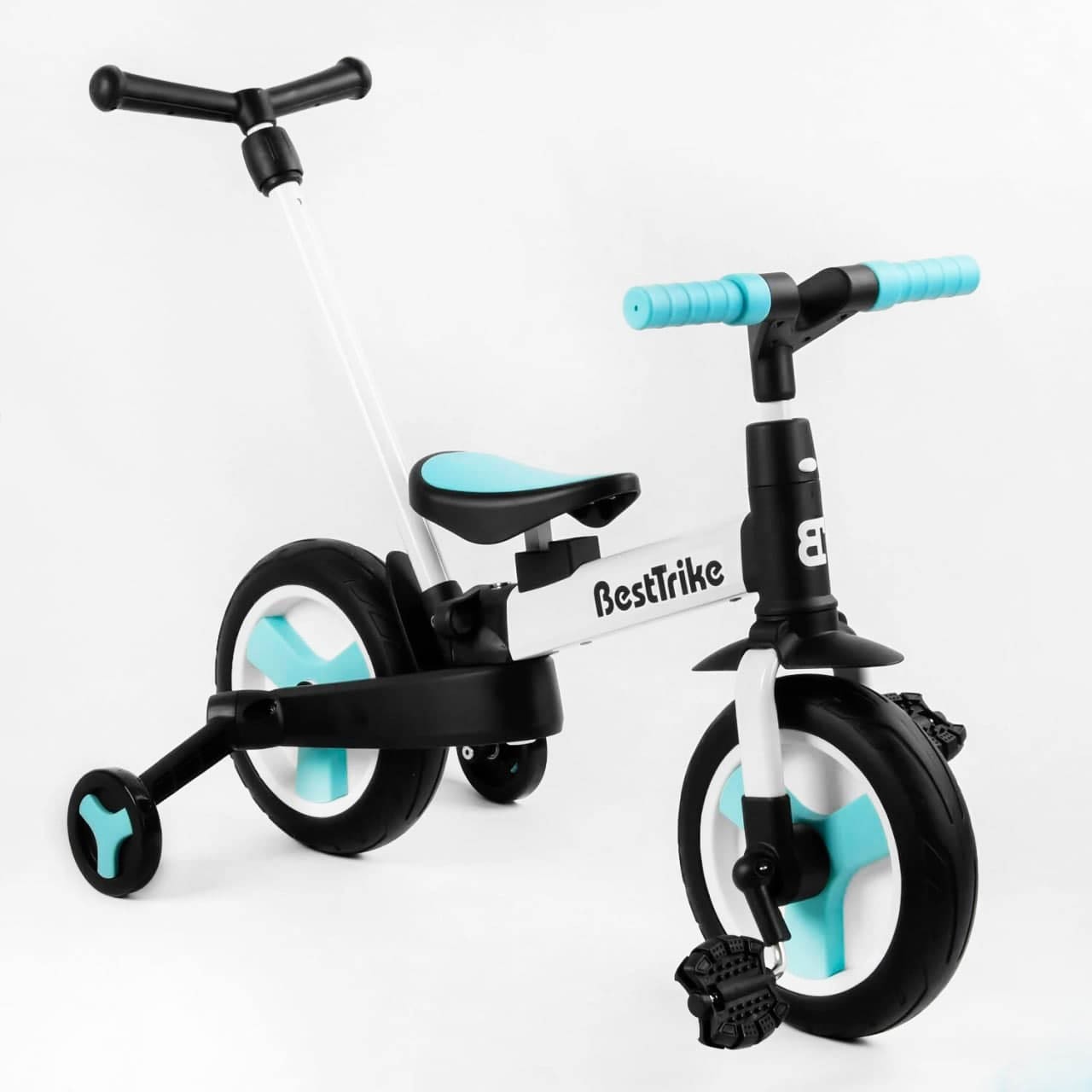 

Детский Велосипед-трансформер Best Trike с родительской ручкой бирюзовый цвет