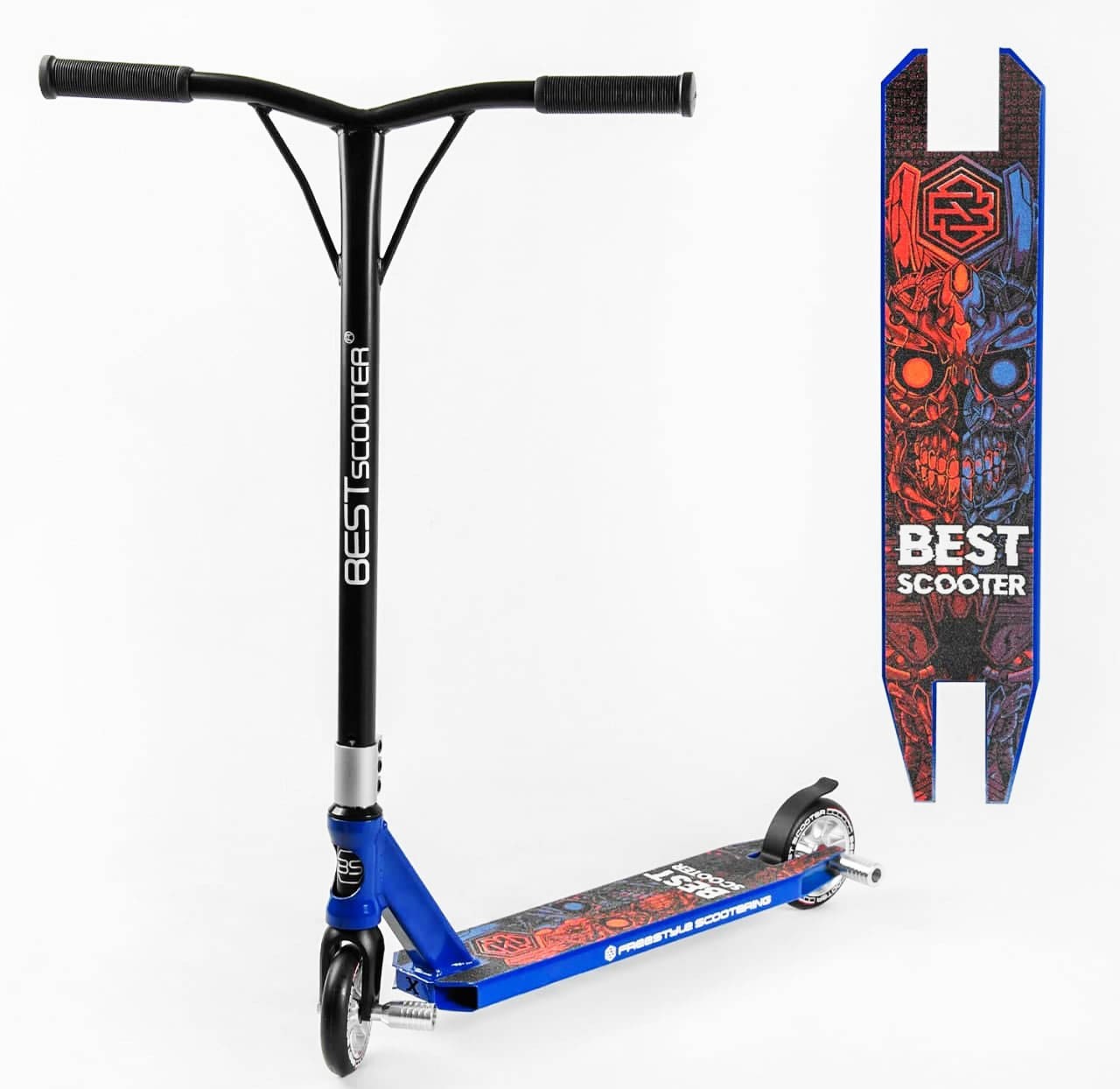 

Детский трюковый самокат Best Scooter система Пеги синий цвет