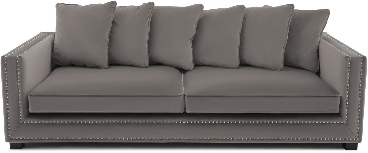 

Диван трехместный в мягкой бархатной обивке Carveli Colt Silver grey velvet