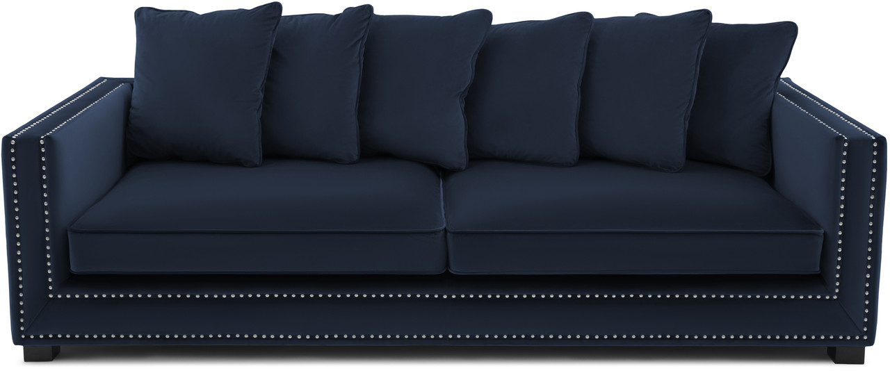

Диван трехместный в мягкой бархатной обивке Carveli Colt Blue night velvet