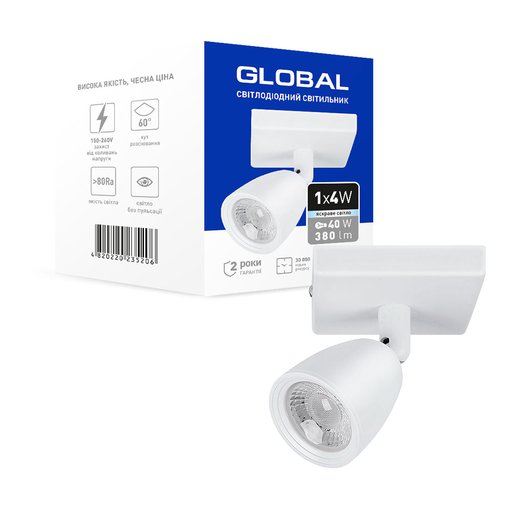 

Спот поворотный LED Global GSL-01S 4100K 4W белый (12038334)