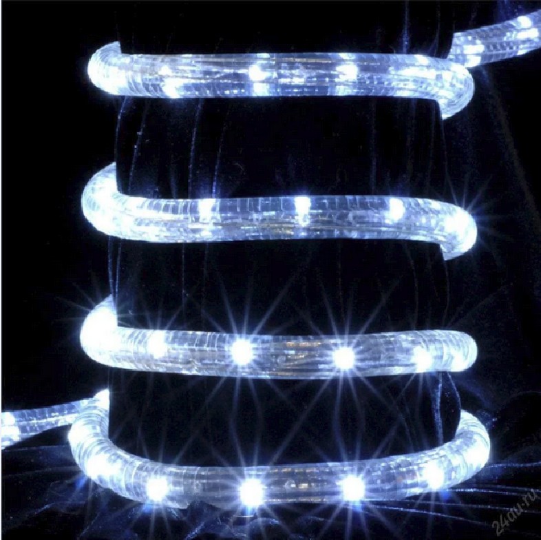 

Светодиодная Led лента Уличная Лед гирлянда Дюралайт 10 метров Белый цвет 8 режимов Автоматическое вкл/откл USB - Блок питания 220В