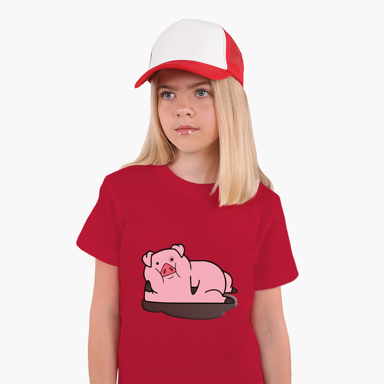 

Детская футболка для девочек Гравити Фолз Пухля (Gravity Falls Waddles) (25186-2626-3) 122-128 см Хлопок Красный