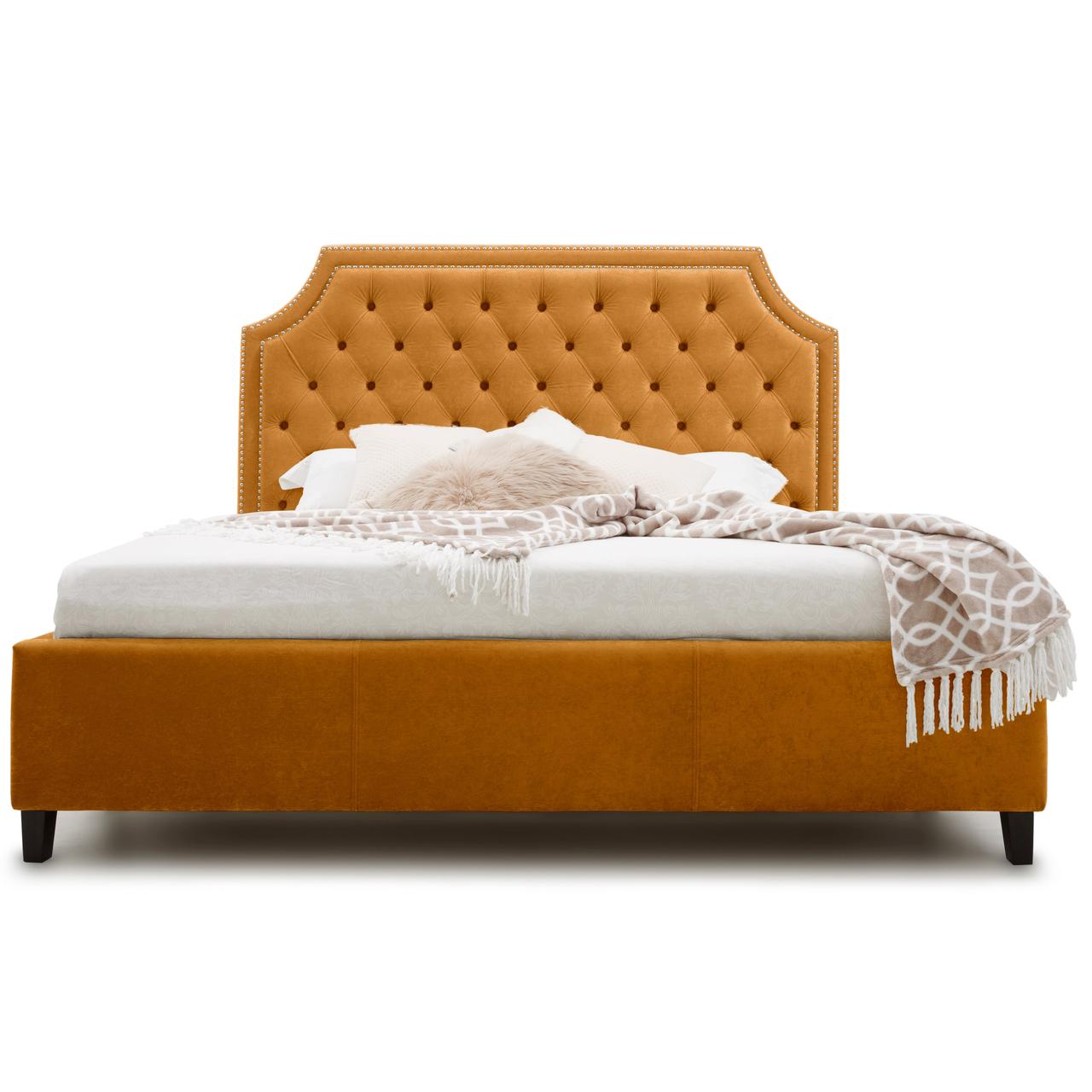 

Кровать двуспальная мягкая бархатная оббивка Carveli SIMONA 180*200 см Arancione