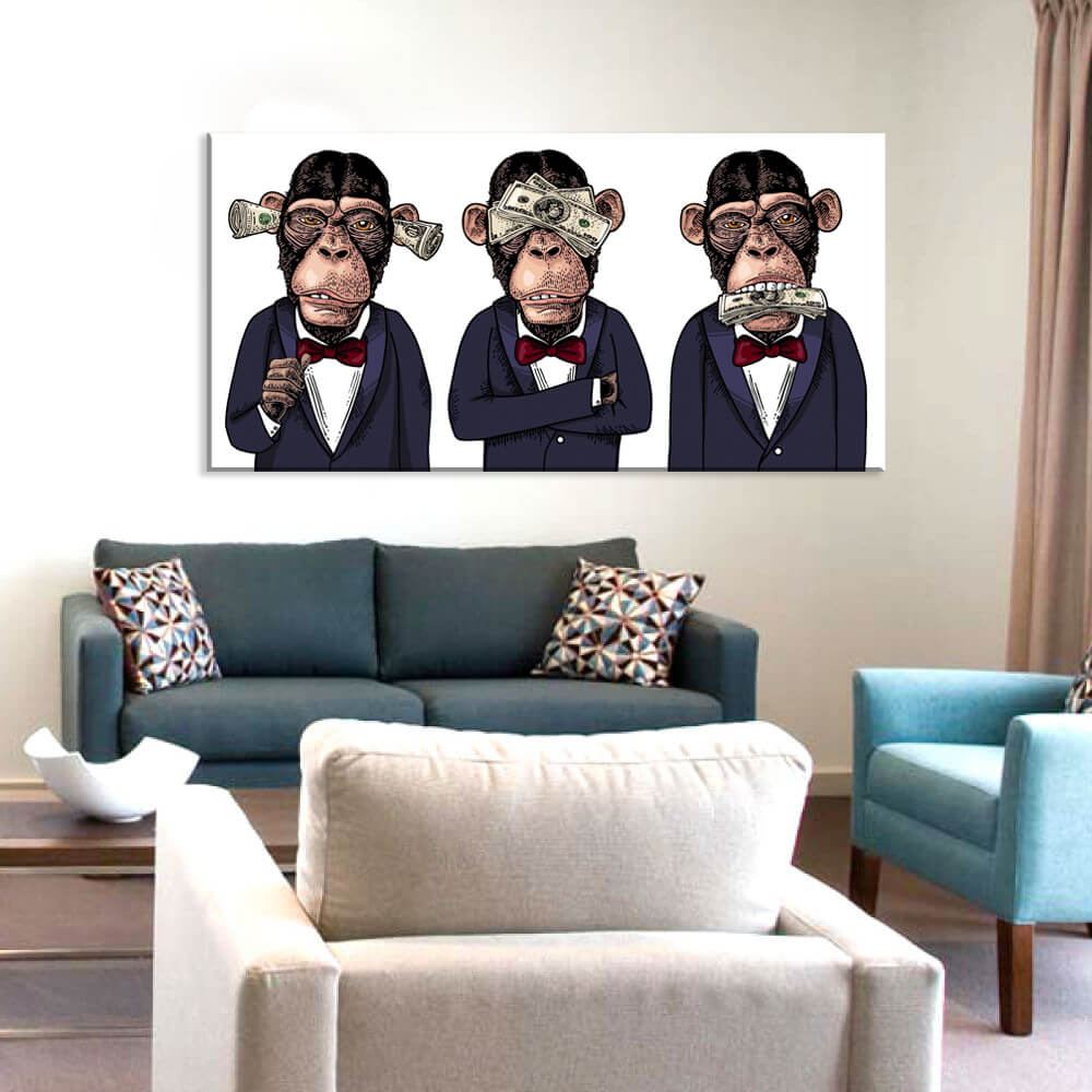 

Картина на холсте Урбан Арт Money monkeys 50х100 см.