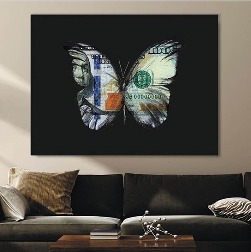 

Картина на холсте Деньги Butterfly & Money 45х60 см.