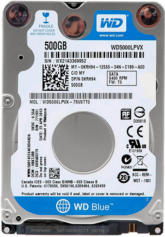 

Жесткий диск Western Digital Blue 500GB 5400rpm 8MB WD5000LPVX 2.5" SATAIII