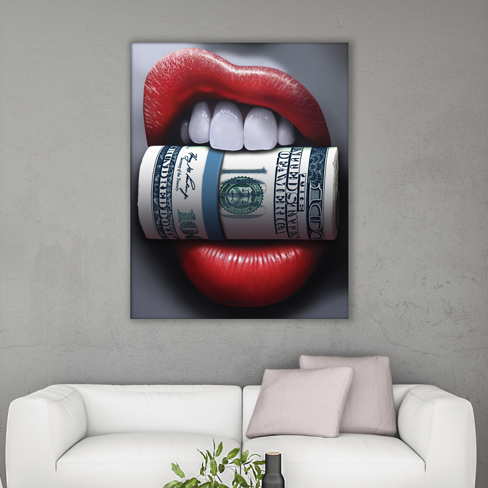 

Картина на холсте Деньги Money in the teeth 75х100 см.