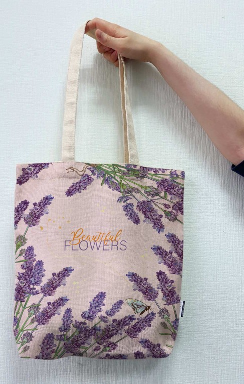 

Экосумка шоппер 4Profi "Beautiful Flowers", lavender двунитка (хлопок) белая 24935