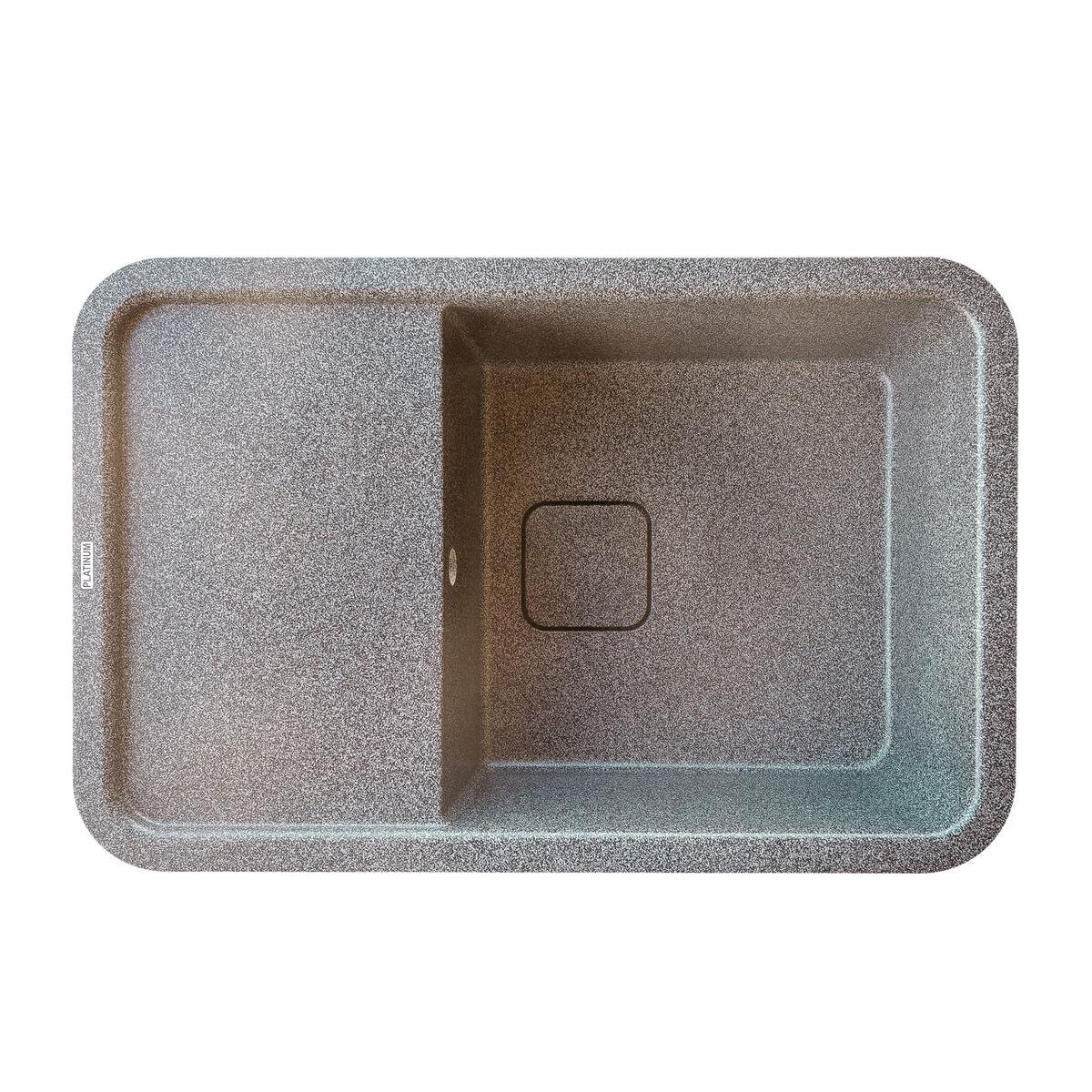 

Гранитная мойка для кухни Platinum 7850 CUBE матовая графит