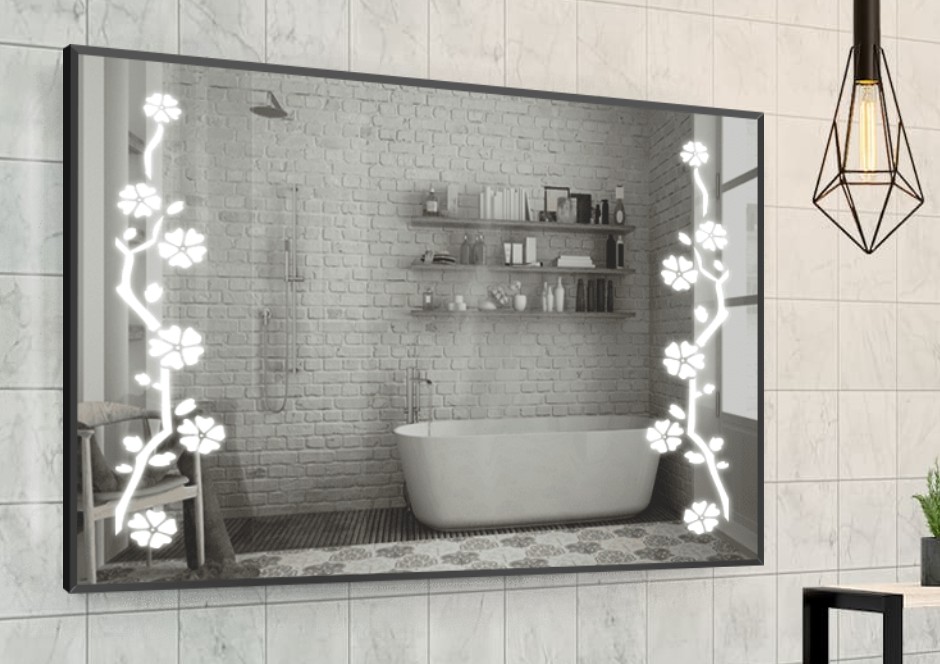 

Зеркало в алюминиевой раме c LED подсветкой Smart Mirror сенсорное Viterbo-R 80 x 120 см Прямоугольное