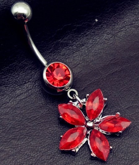 

Серьга для пирсинга пупка без бренда красная лилия серебро P-PU-0042-1