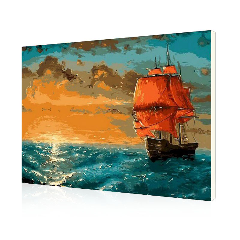 

Картина по номерам Море "Корабль на закате" 40-50 см.
