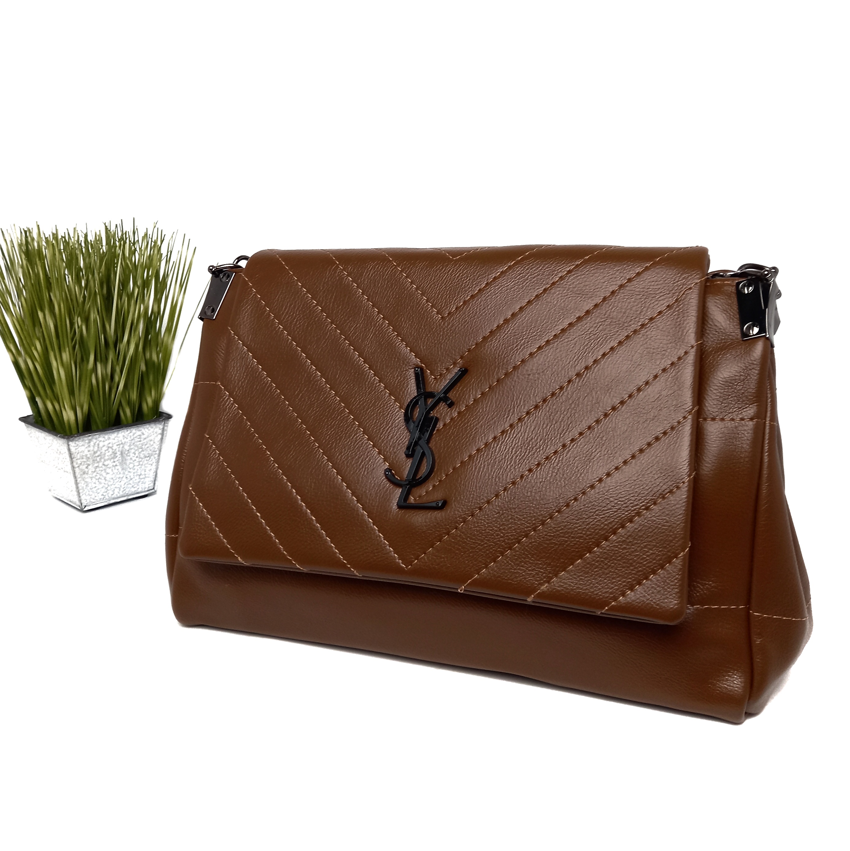 

Молодежная сумка на цепочке искусственная кожа VTTV коричневая XYH-926 brown