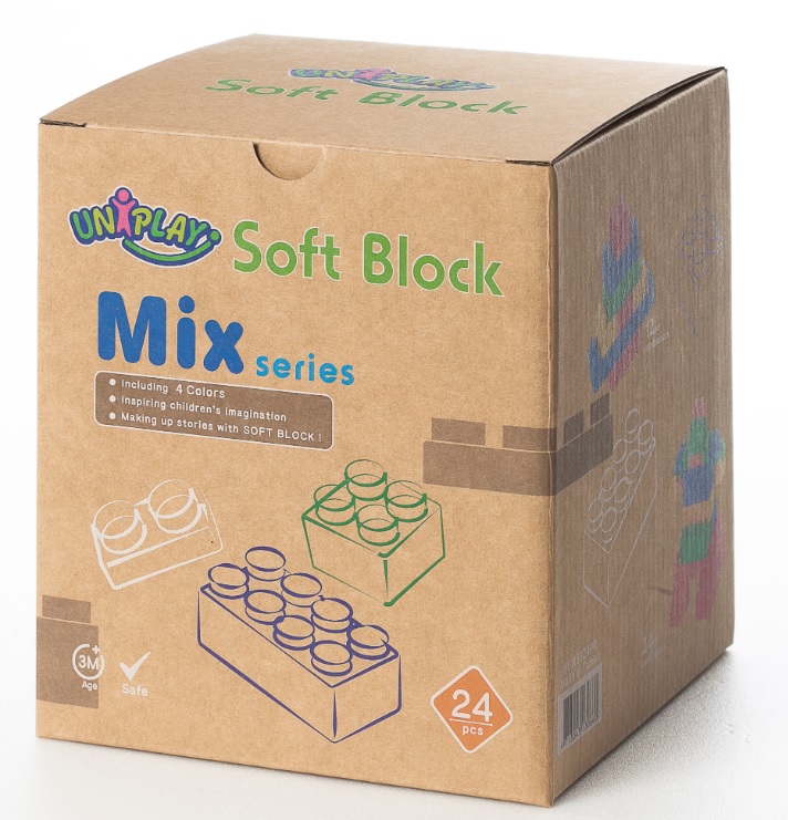 

Конструктор Mix Soft Block -Primary Uniplay UN3024PR 24 элемента