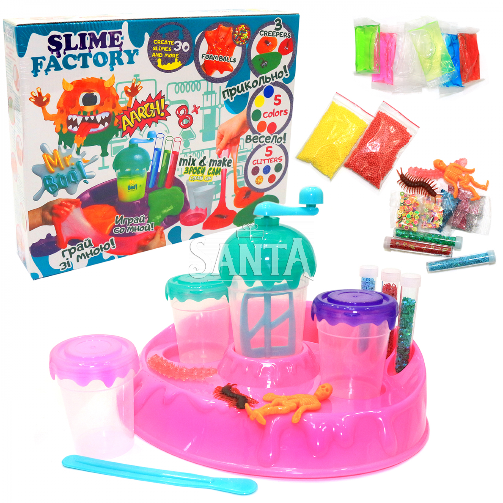 

Набор слаймов Фабрика лизунов Slime-factory набор для экспериментов 32*29*7 см (80012)