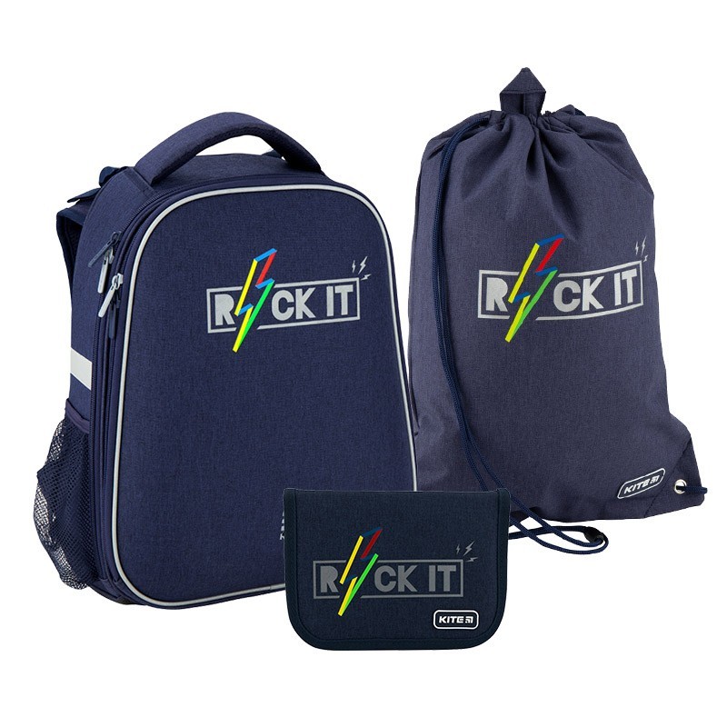 

Школьный набор Kite Education Rock it рюкзак 38x29x16 см 16 л + пенал + сумка для обуви синий (SET_K20-531M-2)