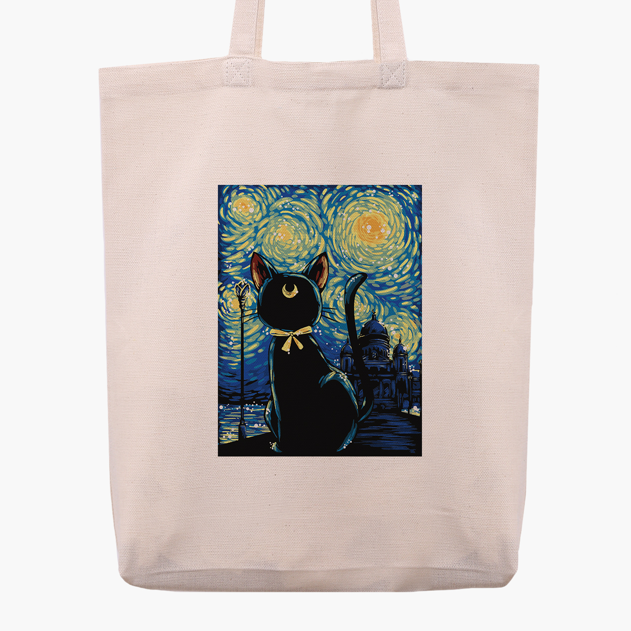 

Эко сумка шоппер Сейлор Мун Кошка Луна и Звездная Ночь Ван Гог (Sailor Moon anime Cats and van Gogh) (9227-2923) 41x35x8.5 см Бежевый