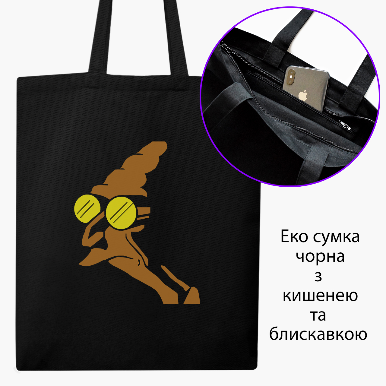 

Эко сумка шоппер на молнии Профессор Фарнсворт Футурама (Professor Farnsworth Futurama) (9227-1996) 41x35 см Черный