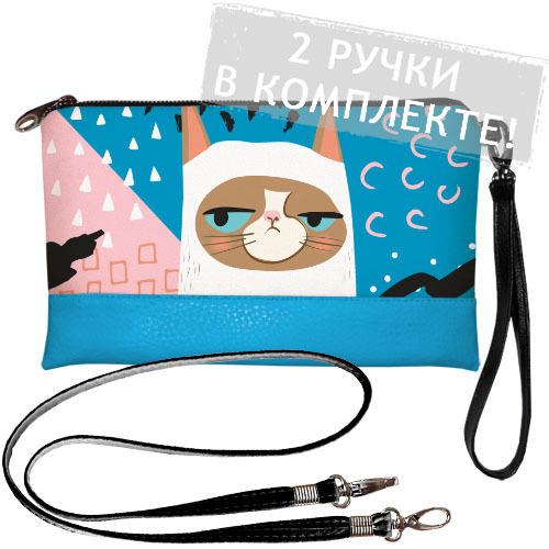 

Клатч через плечо Серьезный белый кот Presentville 25х15 см 000175113
