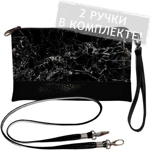 

Клатч через плечо Черный мрамор Presentville 25х15 см 000174999