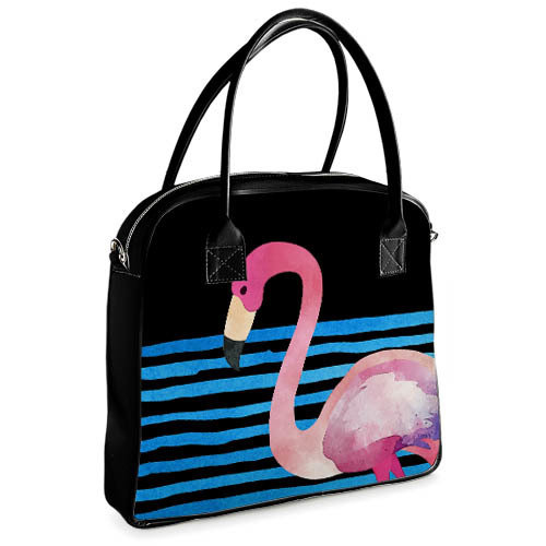 

Сумка с принтом Oxford Розовый фламинго на черном фоне Presentville 32х30х9 см 000169707