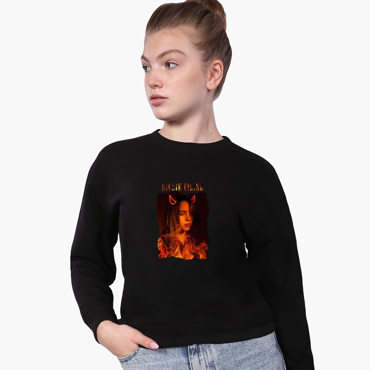 

Свитшот для девочек Билли Айлиш (Billie Eilish) (9509-1602) 158-164 см Черный