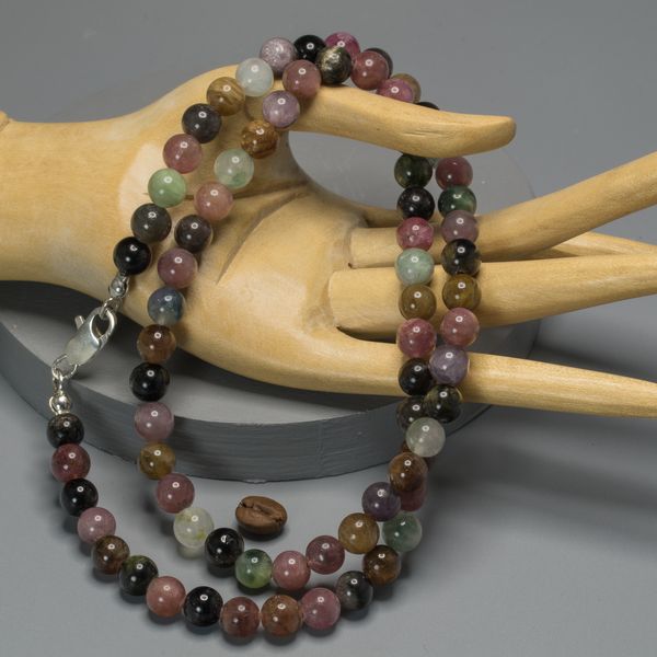 

Бусы Камни-Маркет из Турмалина на серебряной застежке круглые бусины 8 мм длина 57 см