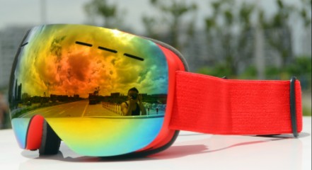 

Маска лыжная REVO два стекла/Двойное стекло / Горнолыжные очки защита UV400 Хамлеон стекло, без рамок, красный ремешок S3 индекс (577327489-1)