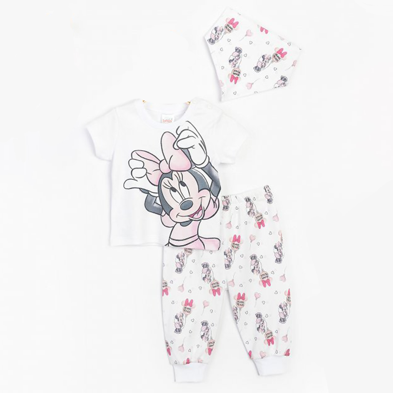 

Костюм (футболка + штаны + бандана) Disney Minnie Mouse MN15481 86-92 см Белый