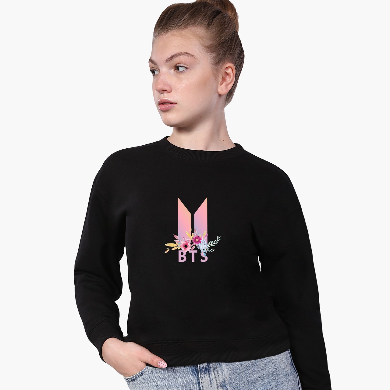 

Свитшот для девочек БТС (BTS) (9509-1081) 158-164 см Черный
