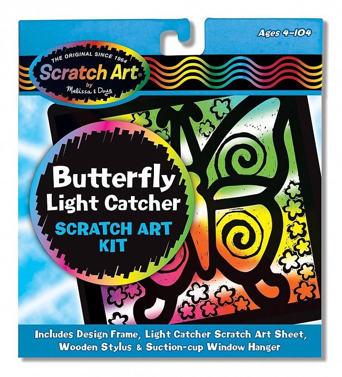 

Царапка-витраж Бабочка Scratch Magic Butterfly Light Catcher Fun Kit Melissa & Doug