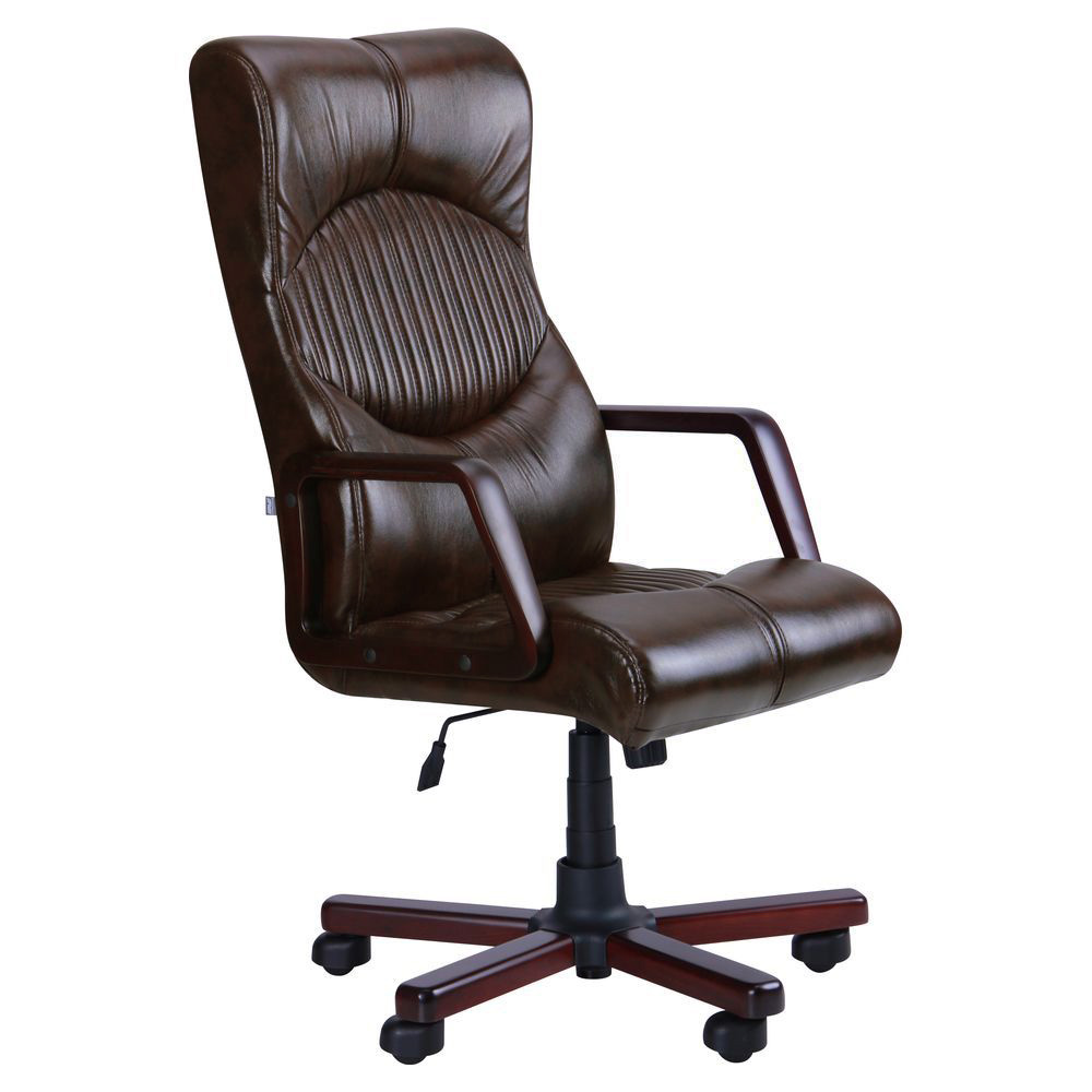 

Кресло офисное Геркулес Экстра механизм Tilt, дерево вишня/кожа Люкс комбинированная табак коричневый AMF