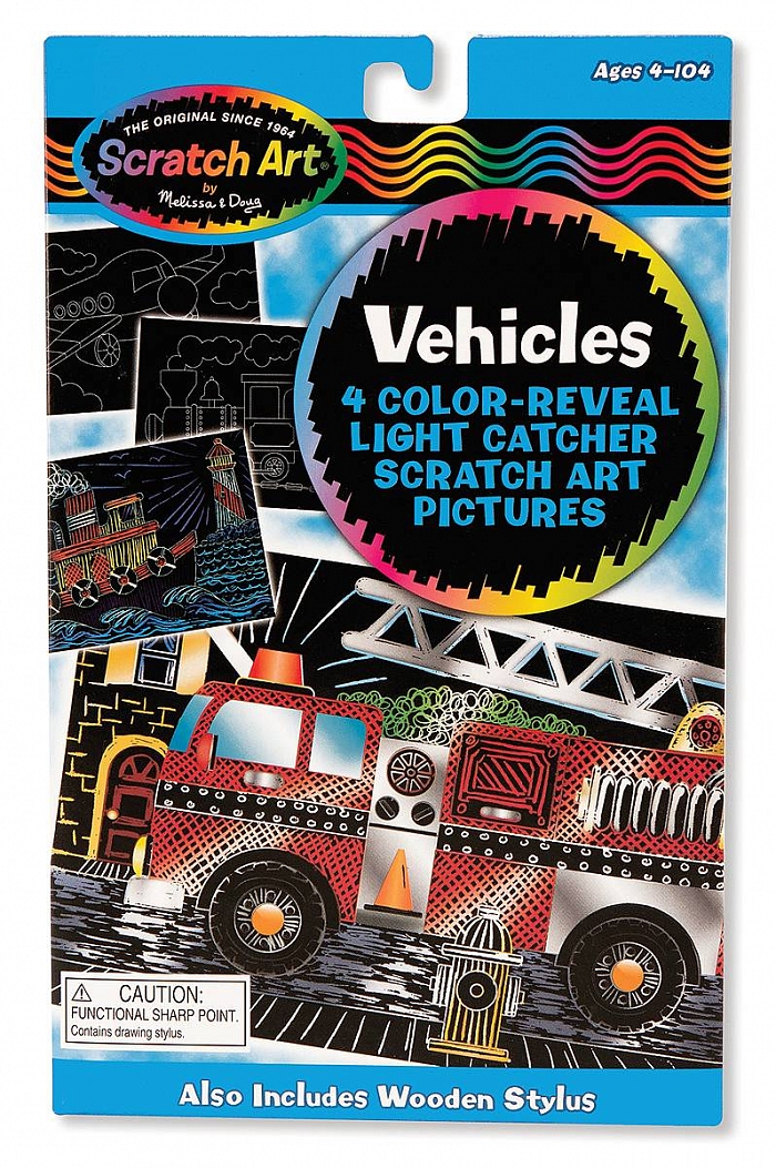 

Набор царапок Транспорт Vehicles Color Reveal Light Catcher Melissa & Doug