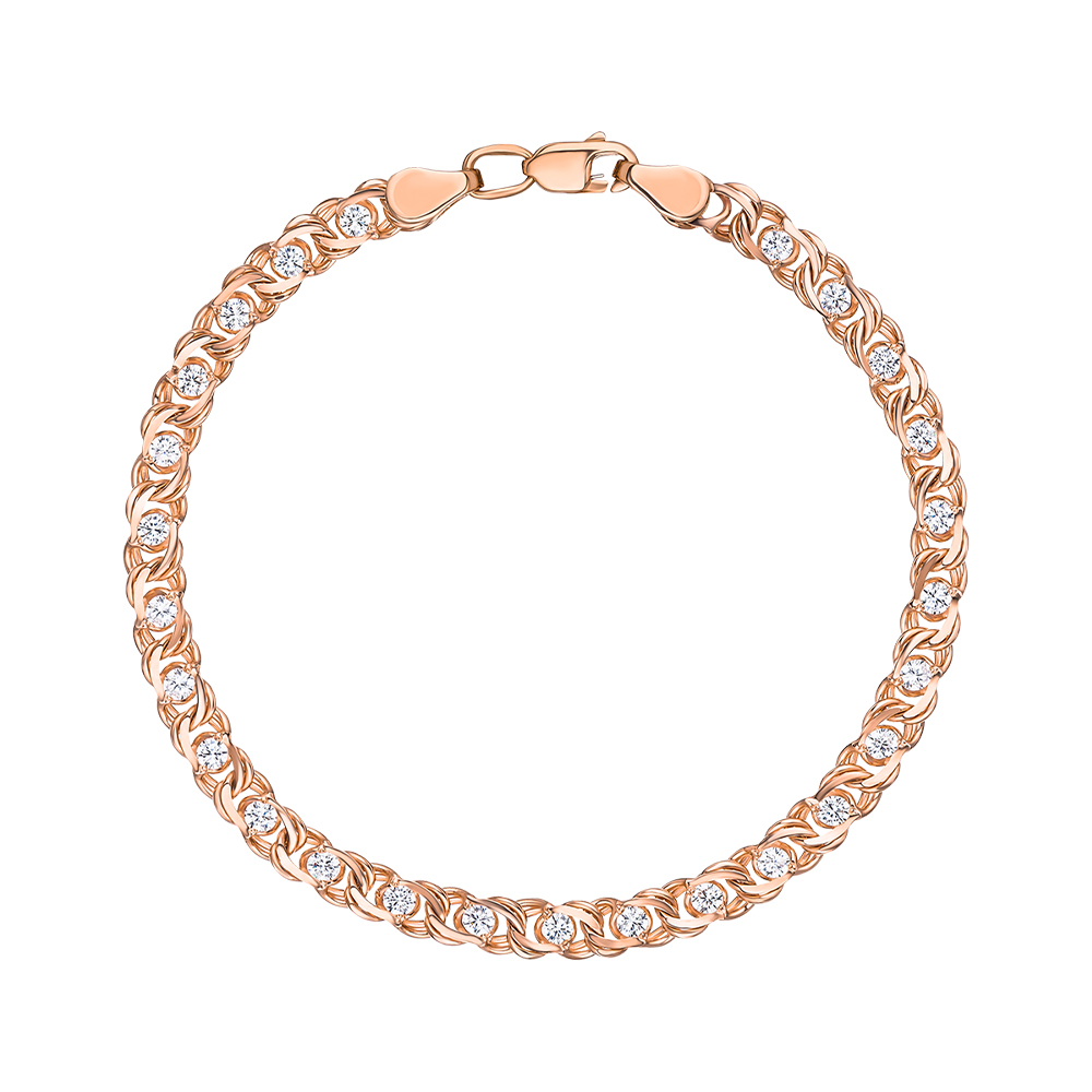 

Браслет из красного золота с фианитами 000147907 18 размера