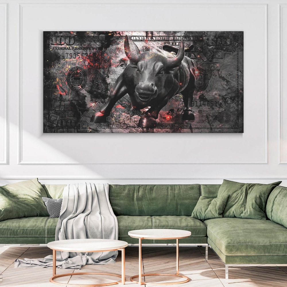 

Картина на холсте Деньги 100$ Bull 60х120 см.