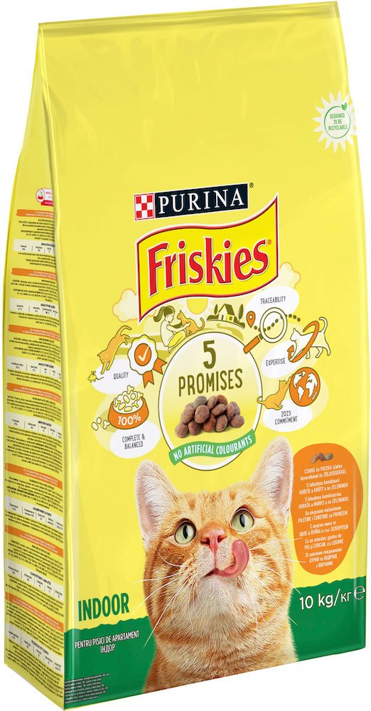 

Сухий корм Purina Friskies Indoor для котів, що живуть у приміщенні - курка та садова трава 10 кг (3222270195980)