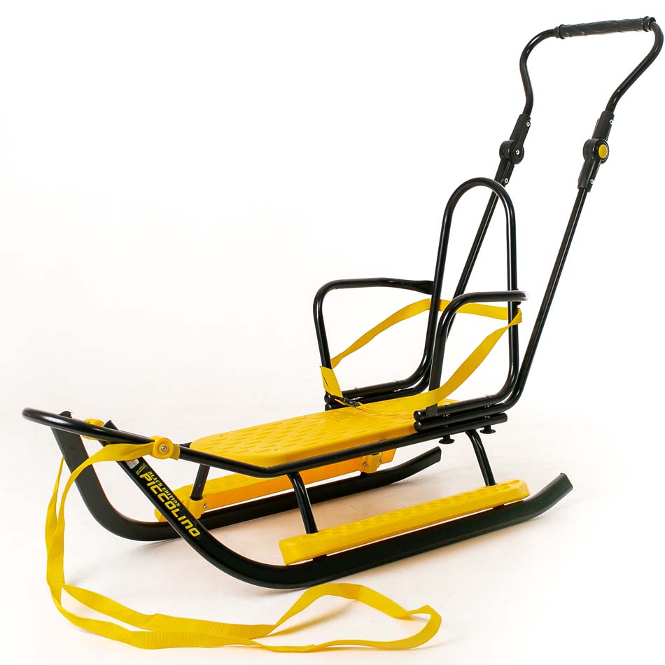 

Санки Adbor Piccolino Black Edition YELLOW з ручкою-штовхачем і підніжками