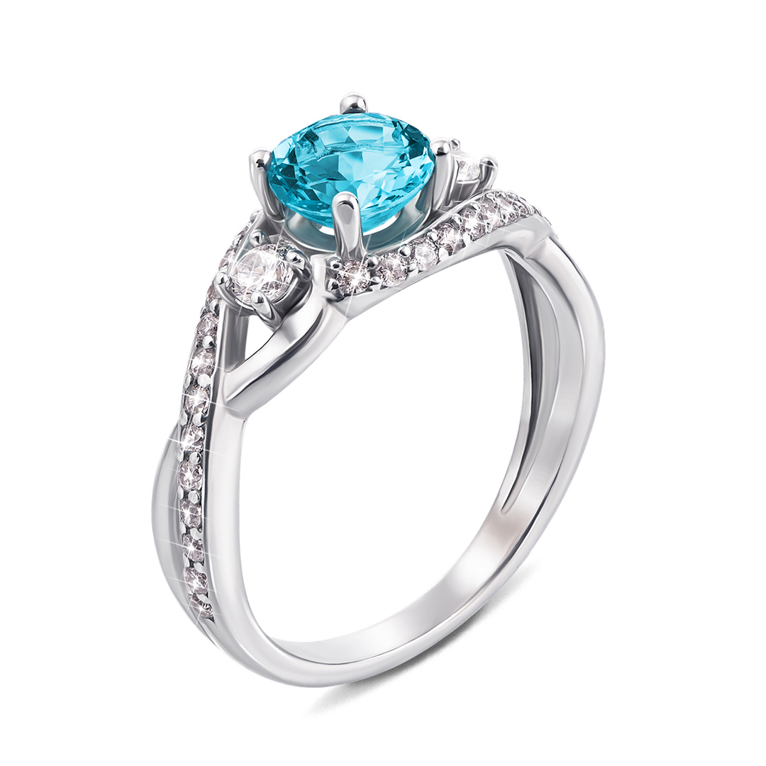 

Серебряное кольцо с топазом и фианитами 000127328 000127328 17.5 размера