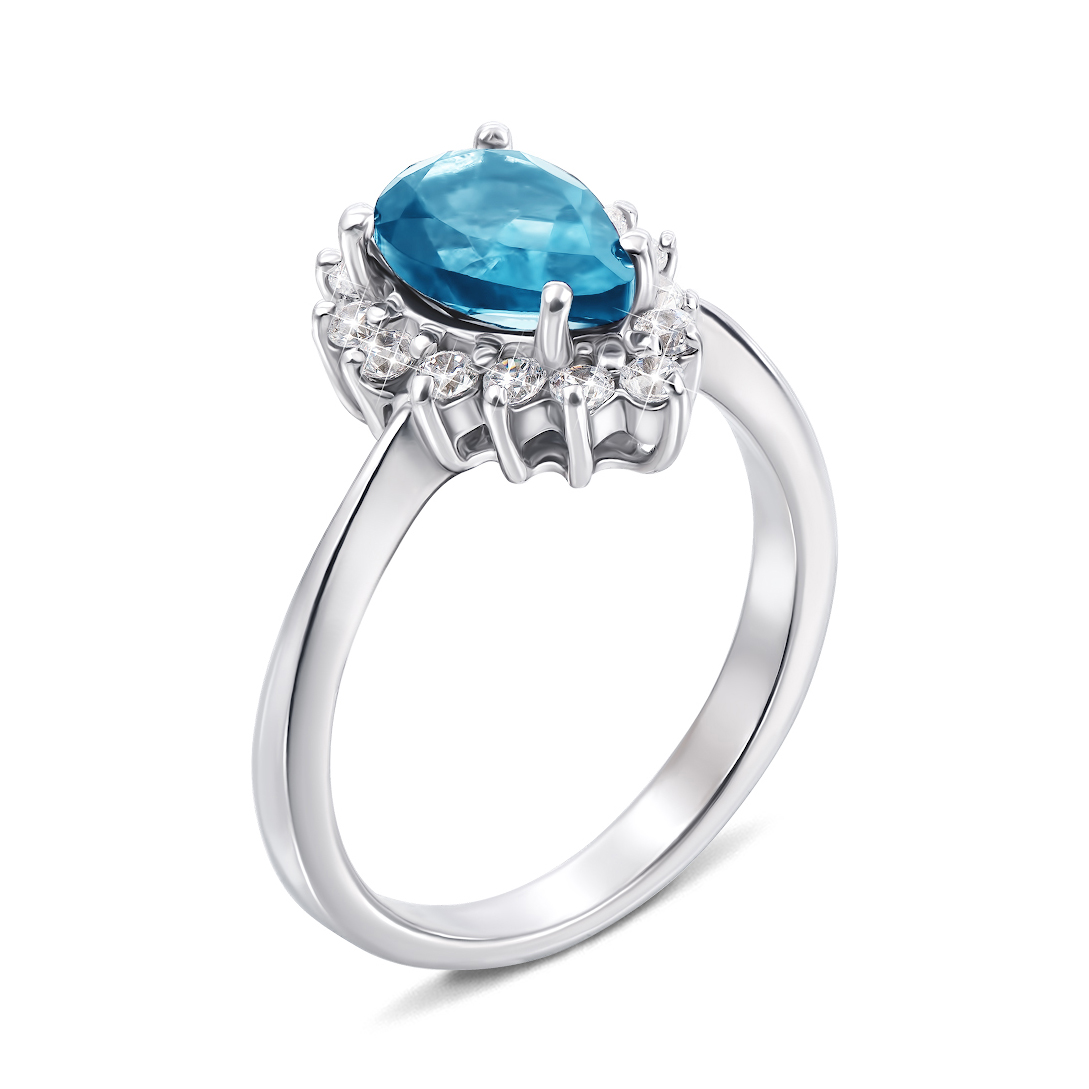 

Серебряное кольцо с топазом и фианитами 000136545 000136545 16.5 размера
