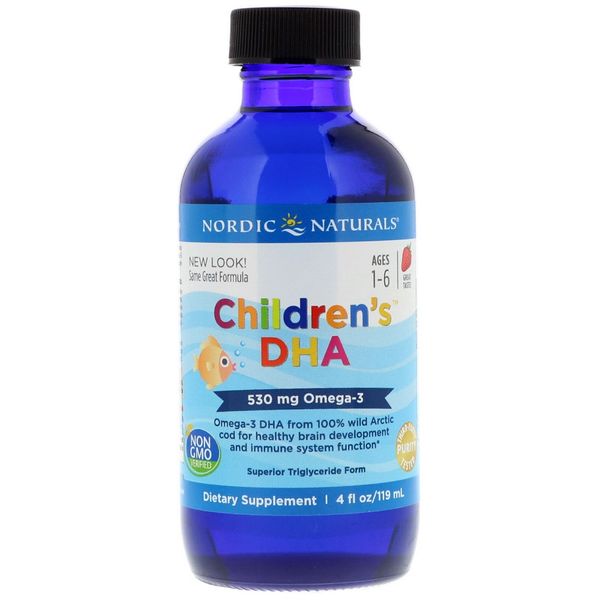 

Рыбий жир (ДГК) для Детей, со Вкусом Клубники, Children's DHA, Strawberry, Nordic Naturals, 119 мл