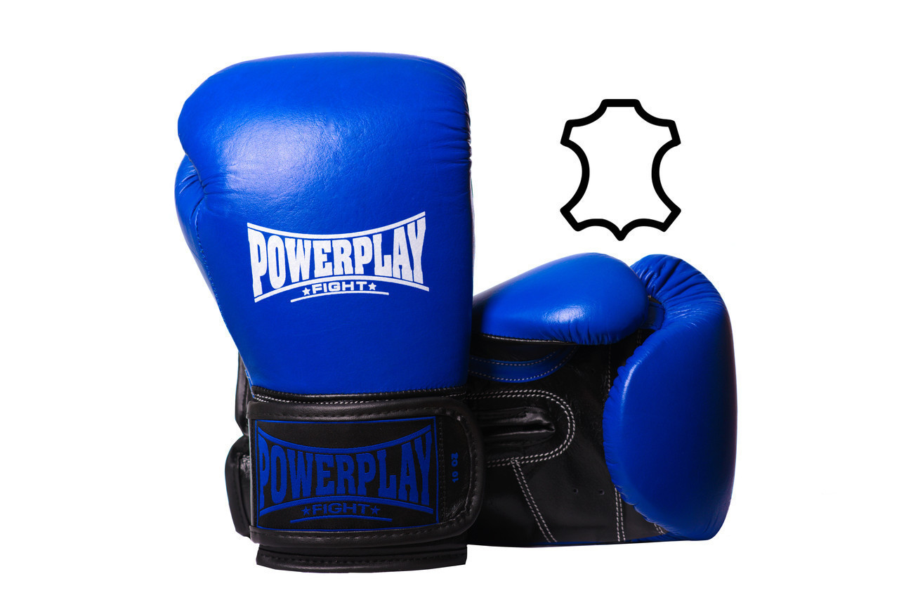 

Боксерские перчатки PowerPlay 3015 синие натуральная кожа 16 унций