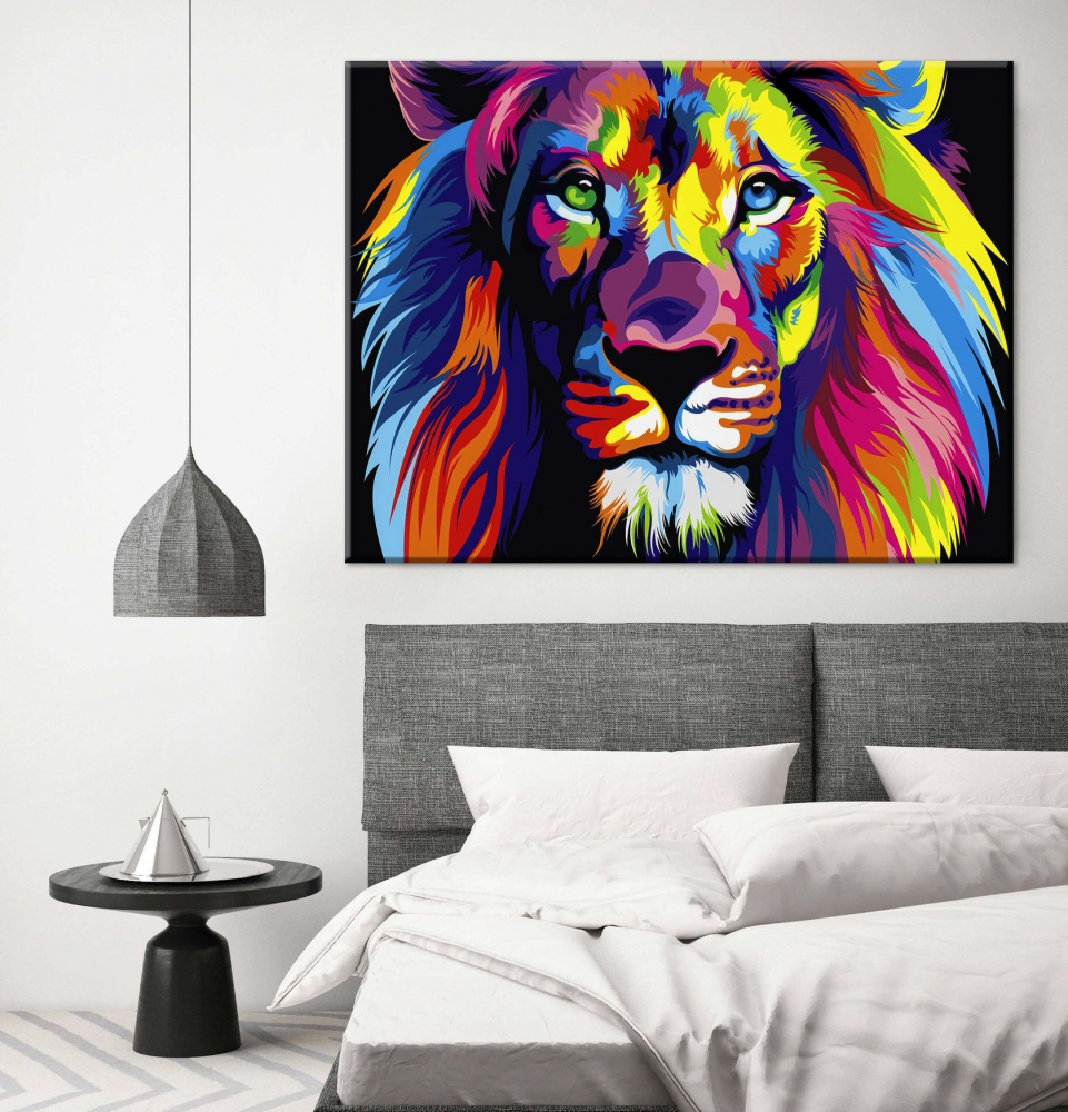

Картина на холсте Животные Colorful Lion 90х120 см.