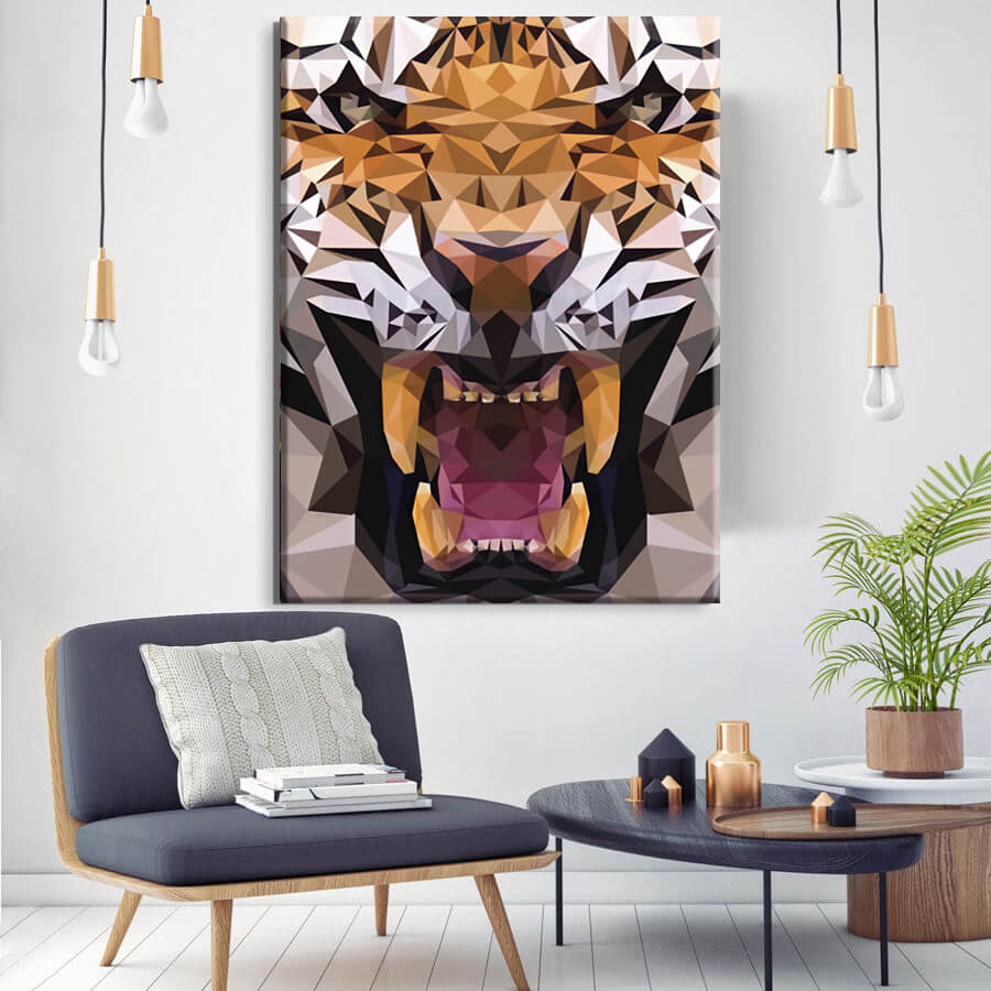 

Картина на холсте Животные Geometric Tiger 75х100 см.