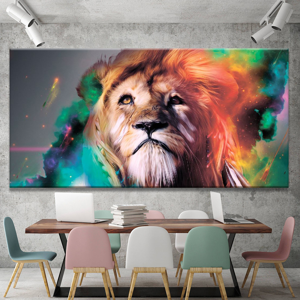 

Картина на холсте Животные Rainbow Lion 40х80 см.