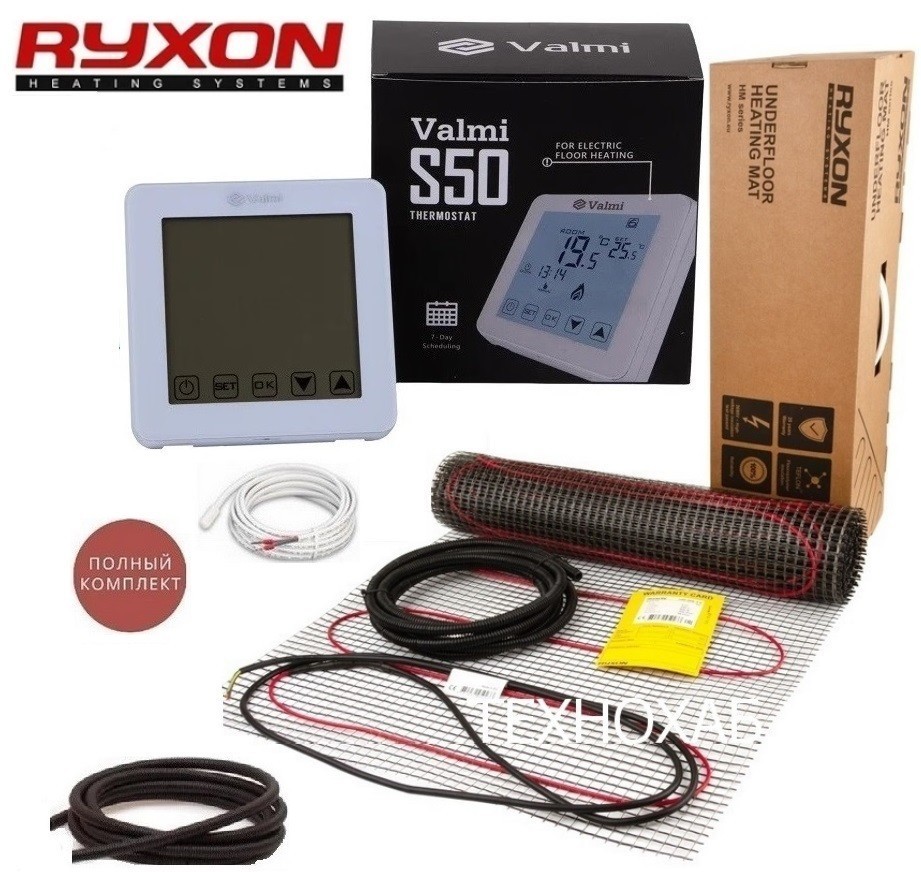 

Теплый пол RYXON HM/15м² /3000Ват/ 200Вт/м² двухжильный нагревательный мат с сенсорным программируемым терморегулятором Valmi S50