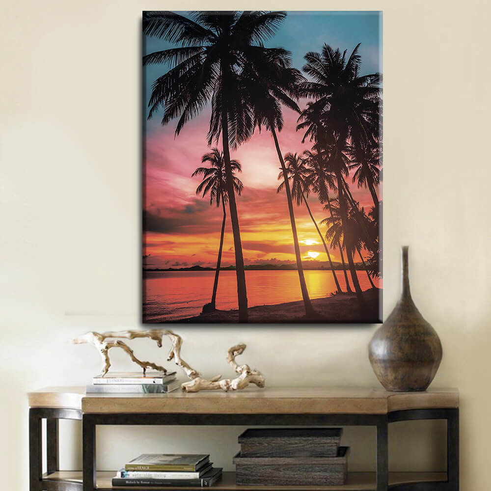 

Картина на холсте Путешествия Palm sunset 75х100 см.