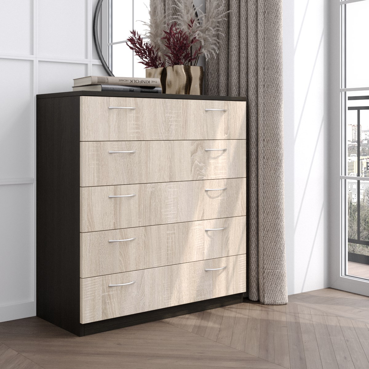 

Комод CИЧ 05К5 80x38x89 Венге\Дуб сонома