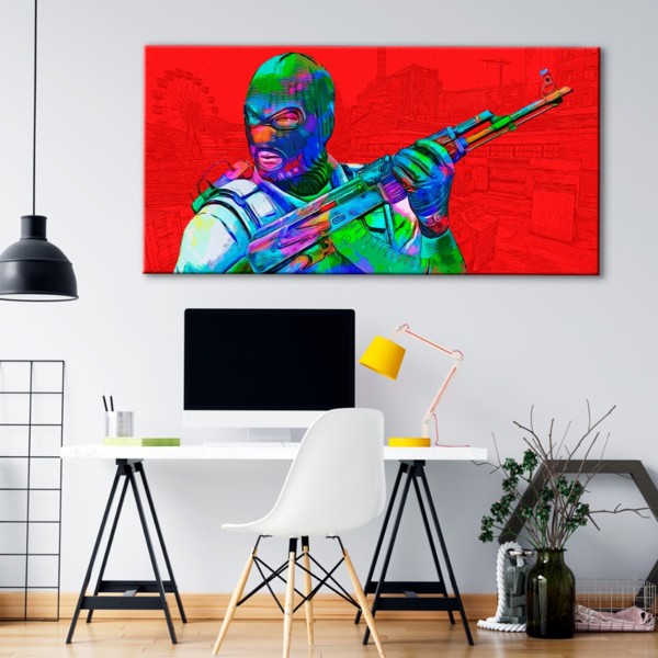 

Картина на холсте Игры Counter Strike Red 70х140 см.