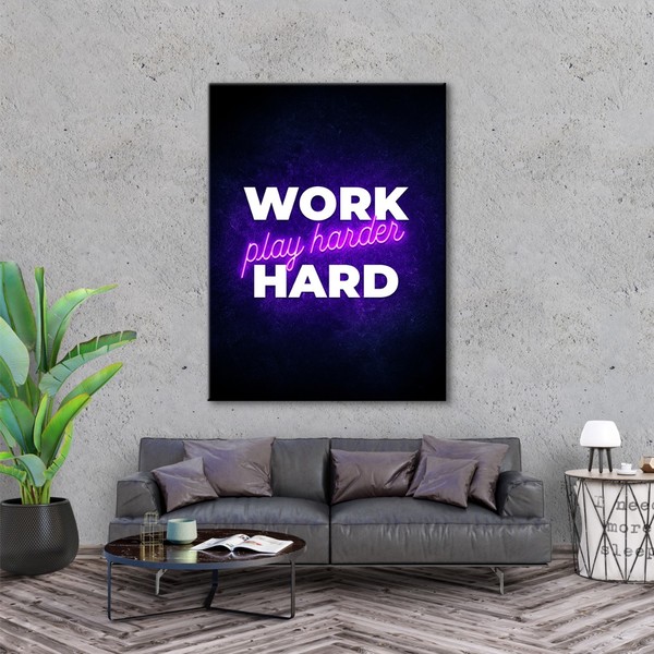 

Картина на холсте Мотивация Work hard, play harder 75х100 см.